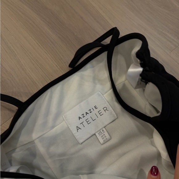 Azazie Black and Cream Maxi Dress - Picture 4 of 4